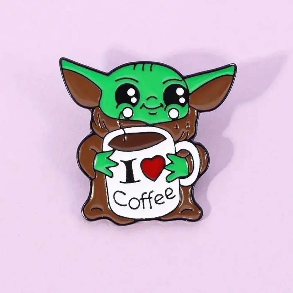 3/$25 Star Wars “The Mandalorian” Grogo Holding a Coffee Mug “I ❤️ Coffee” Pin